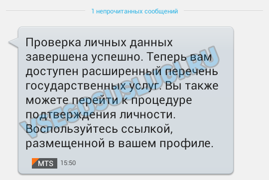 смс подтверждение проверки данных госуслуги